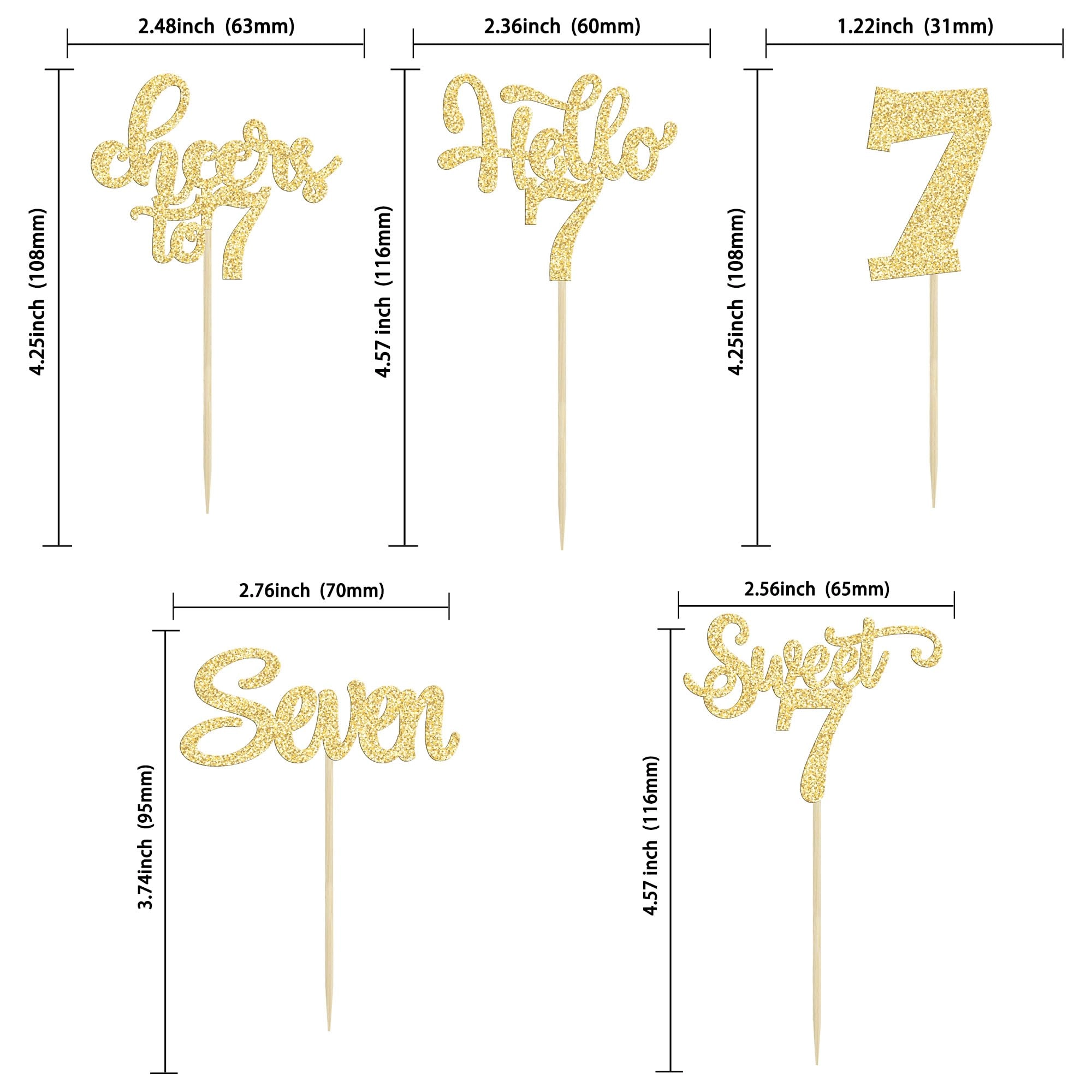 7th Birthday Cupcake Toppers - 30Pcs