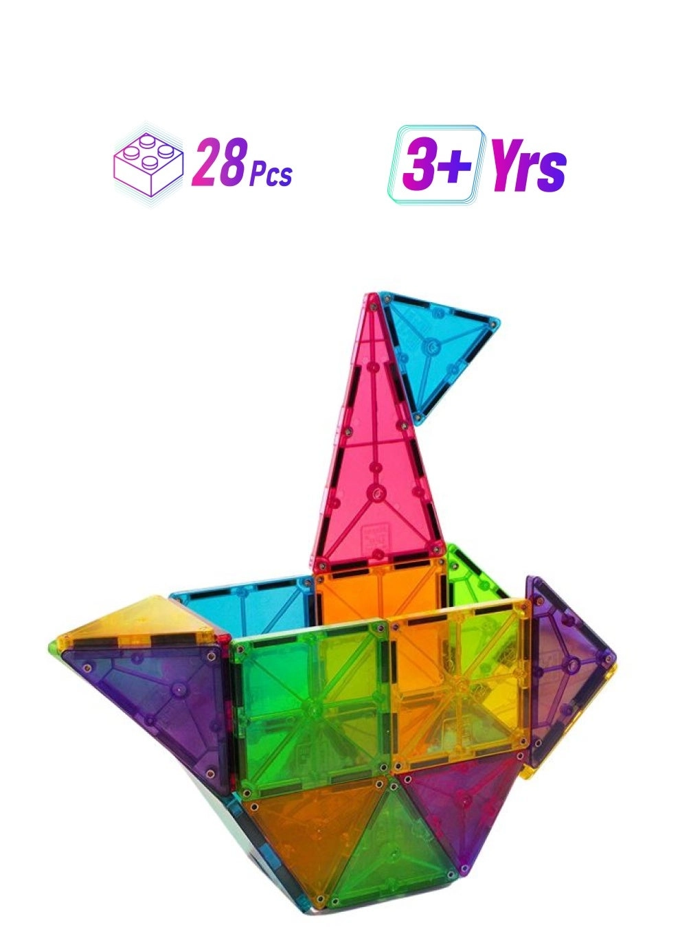 Trinkets & More Magnetic Tile Building Set - Construction 28pcs