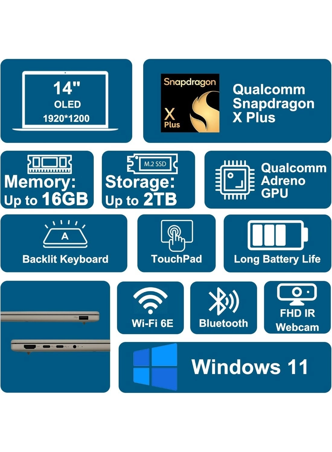 Zenbook A14 - 14'' Snapdragon 16GB DDR5 2TB SSD