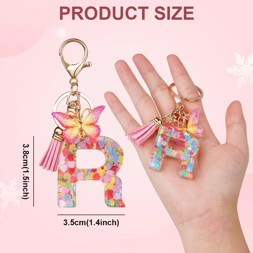 Initial Letter Keychain - Butterfly