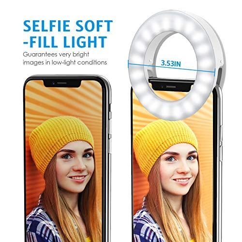 Selfie ring light - 40 LED USB rechargeable White