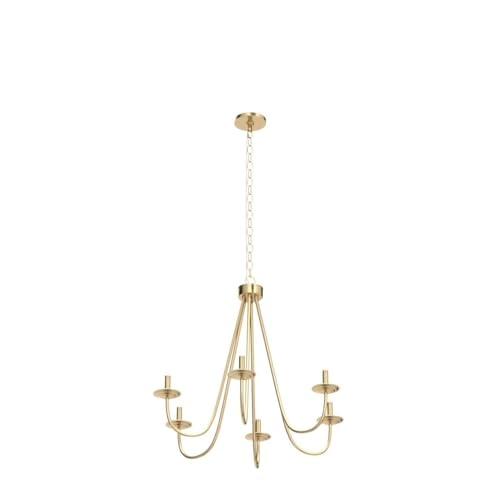 Modern Gold Chandelier - 6-Light 28 Inches