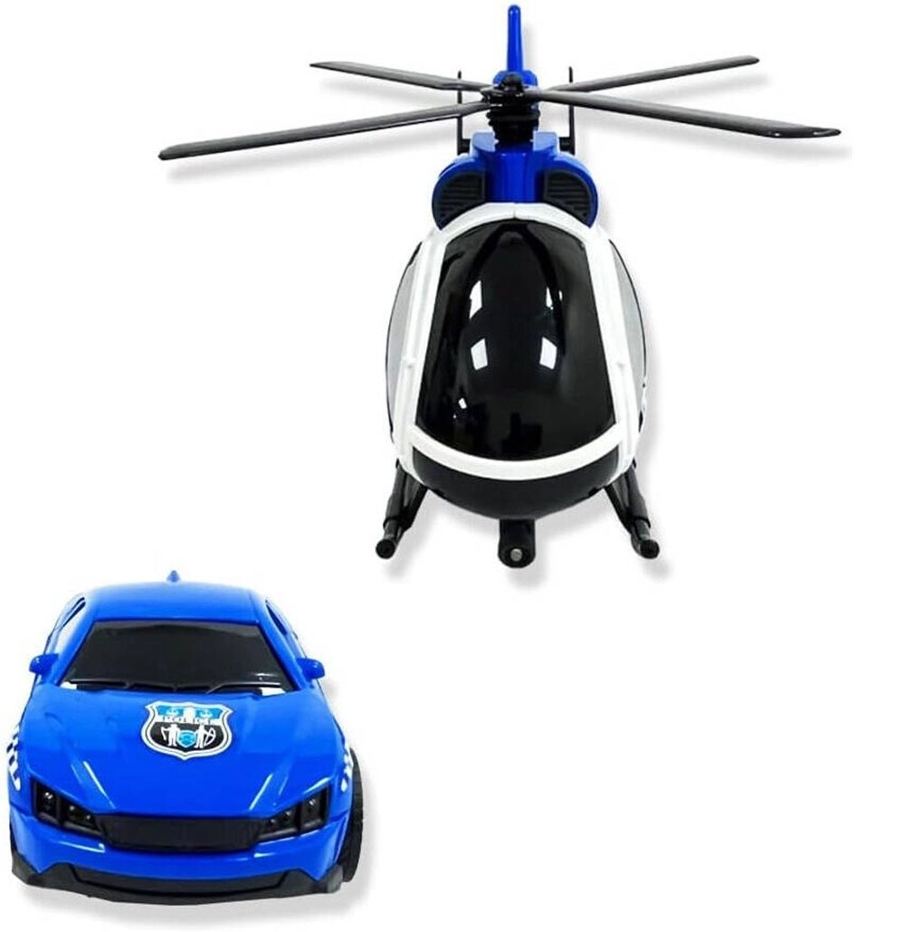 Helicopter & Sports Car Firemen Playset - 1:14