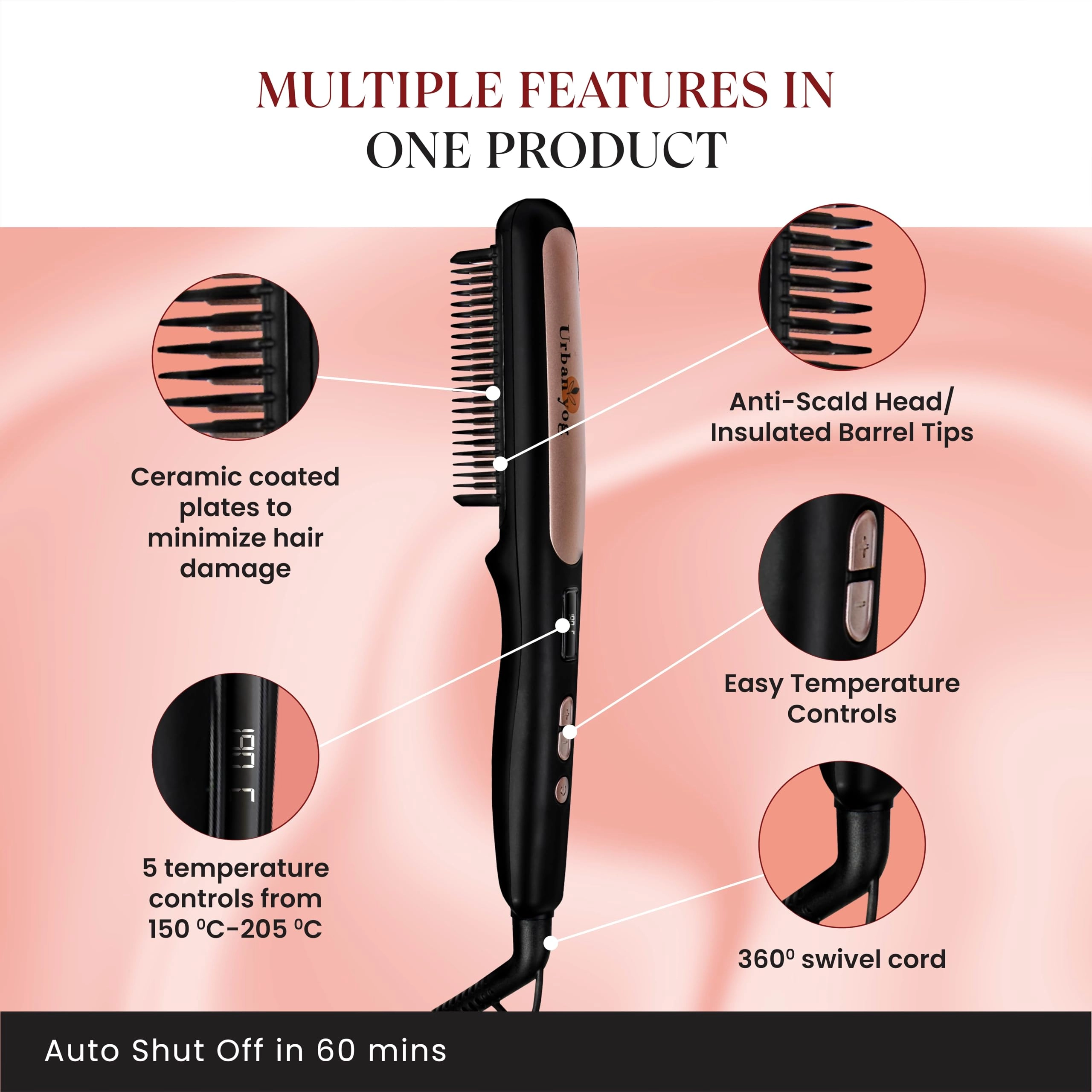 Hot Air Brush + Automatic Hair Curler + Hair Straightening Brush