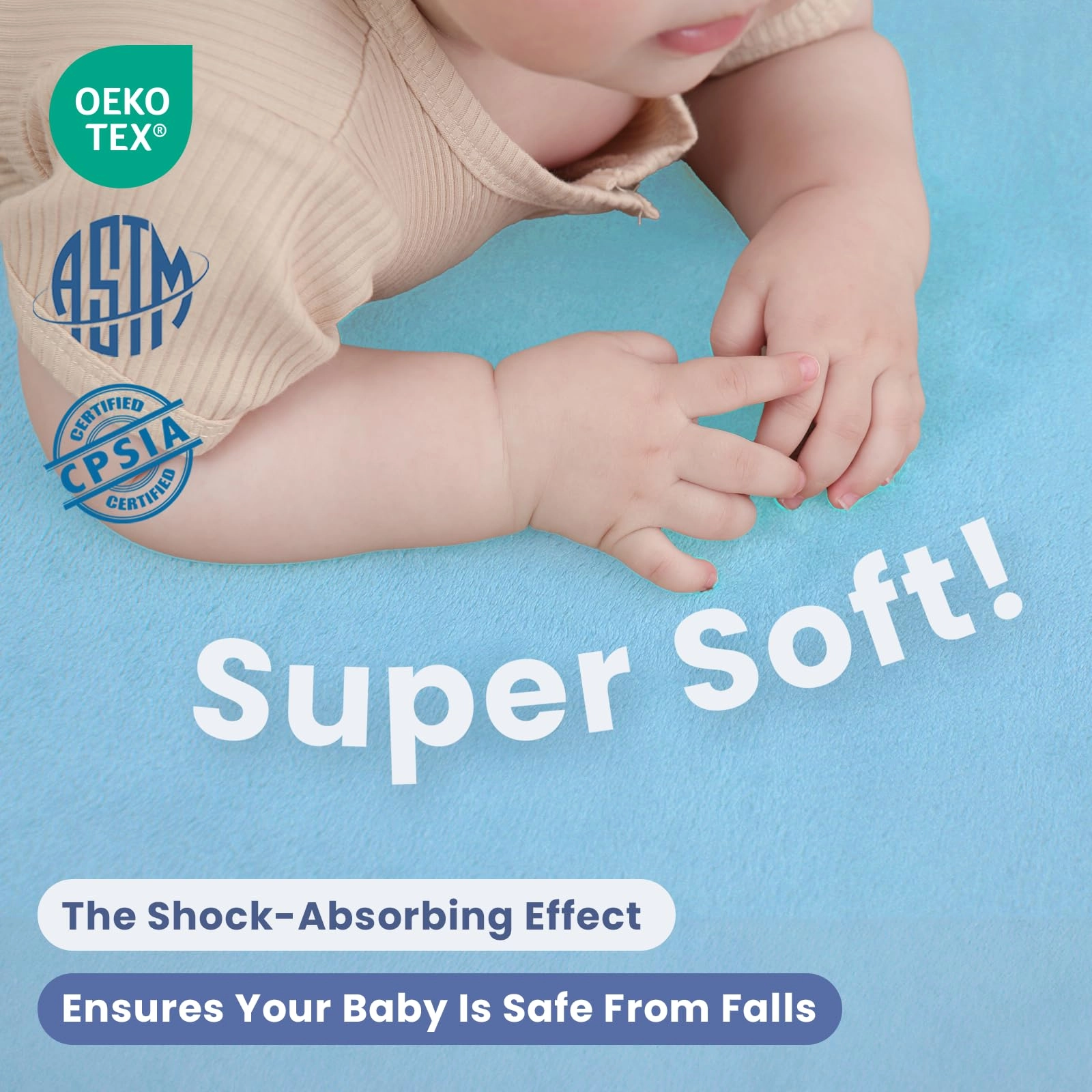 Baby Activity Play Mat - 79"x118" 1.3" Thick Cream