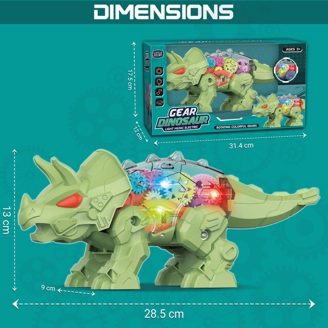 Electric DIY Gear Dinosaur - Light and Sound Blue