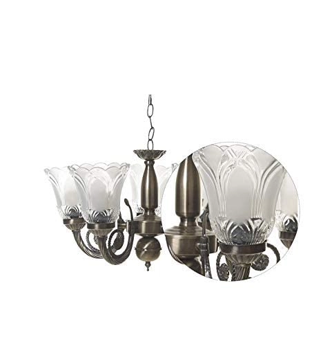 Antique Brass Chandelier - 5-lamp E27 Brass Glass