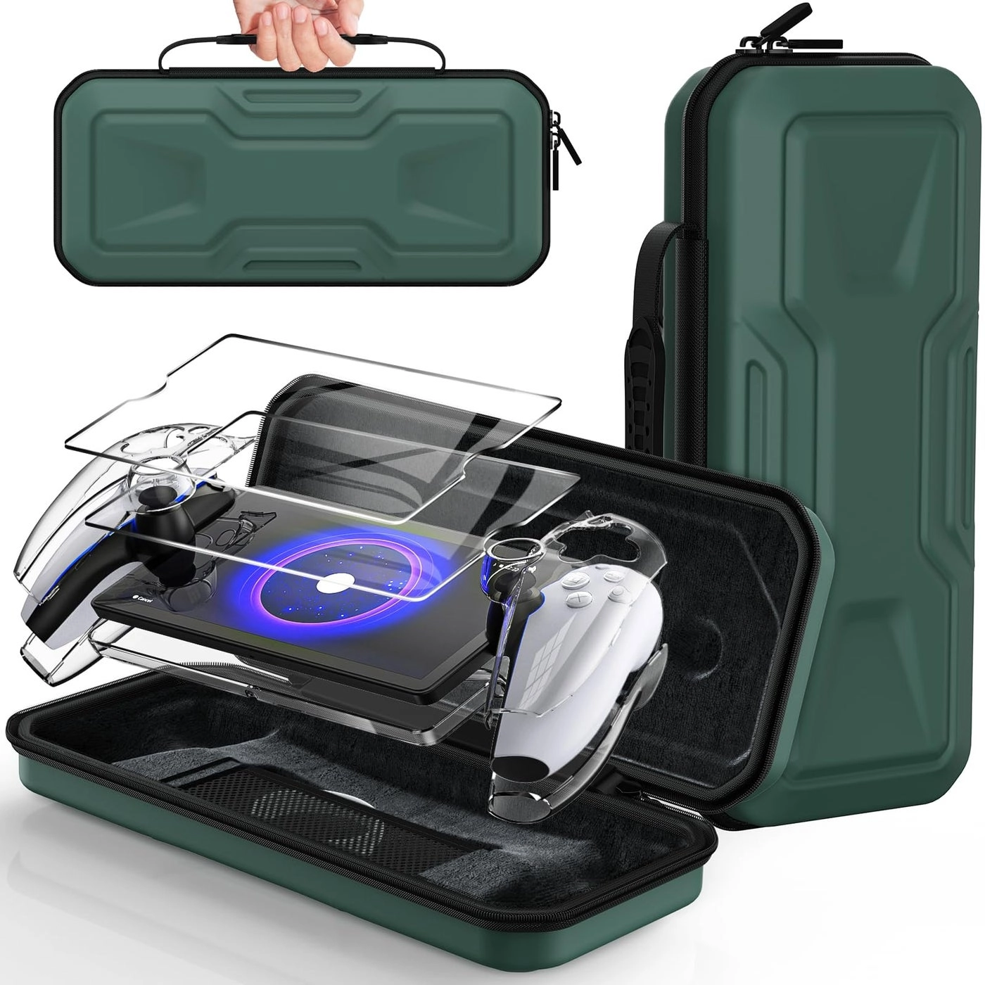 FYOUNG Carrying Case - Playstation Portal + Hard PC Clear Cover Set + Protective Shell Portable Travel Handbag