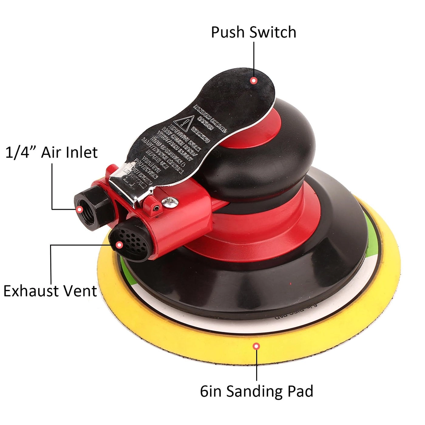 Random Orbital Palm Sander - Dual Action Pneumatic Low Vibration