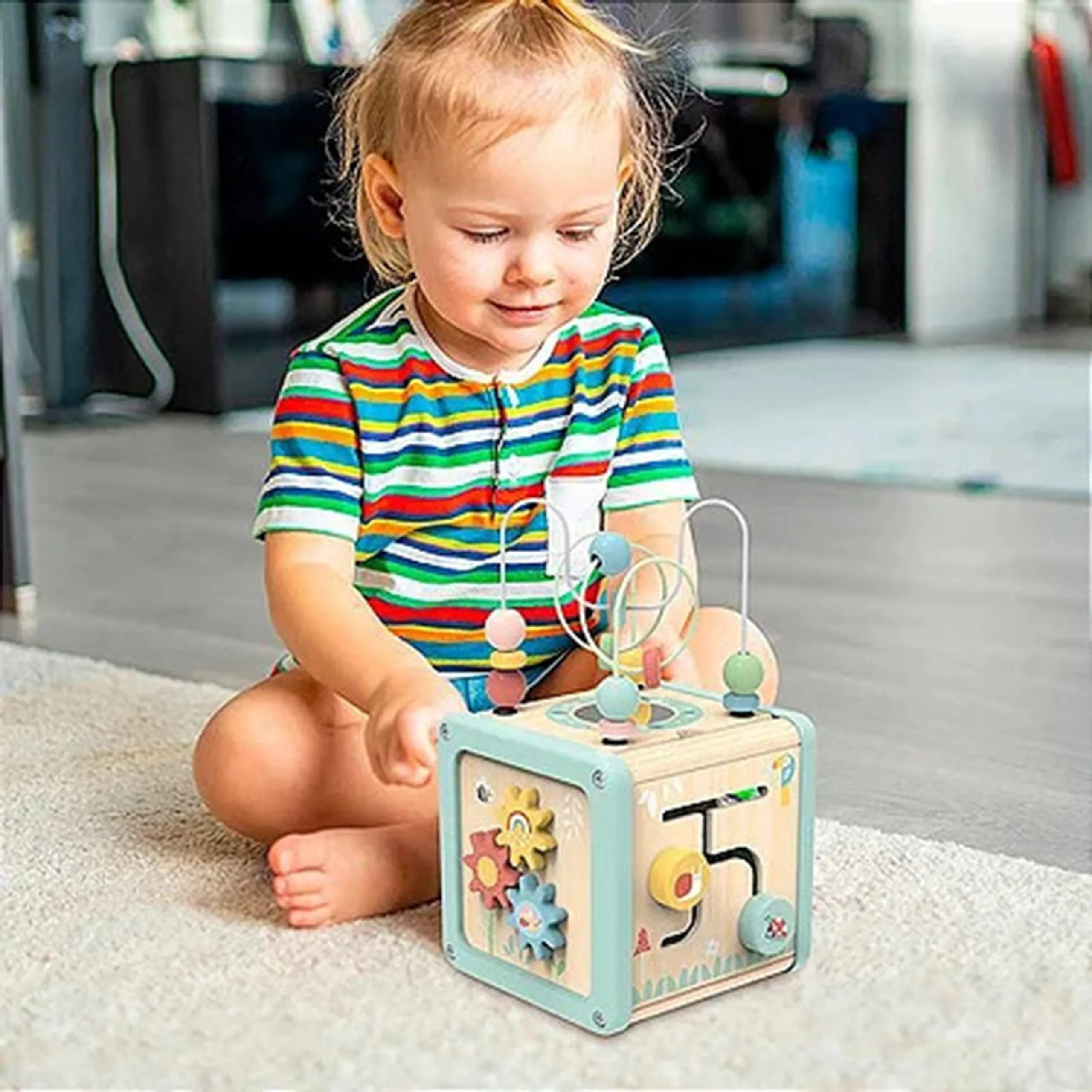 Wooden Activity Play Cube - 18 months+ 6 pieces