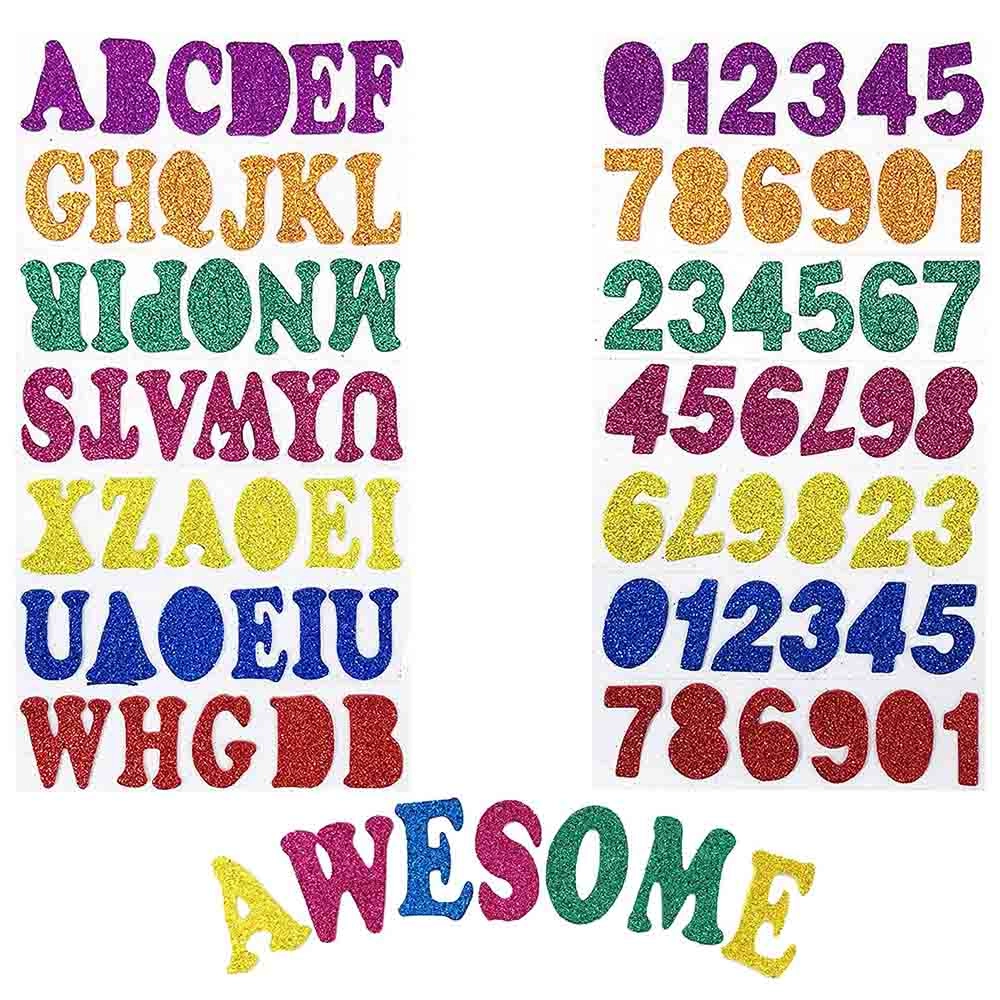 Mindset Glitter Eva Foam Stickers - 82 letters 82 numbers
