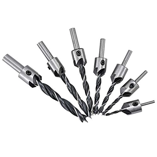 Countersink Drill Bit Set - High Speed Steel (HSS) 7 pieces 3 mm, 4 mm, 5 mm, 6 mm, 7 mm, 8 mm, 10 mm