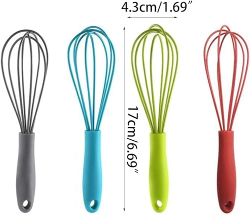 Compact Silicone Egg Whisker - Red Handheld Portable