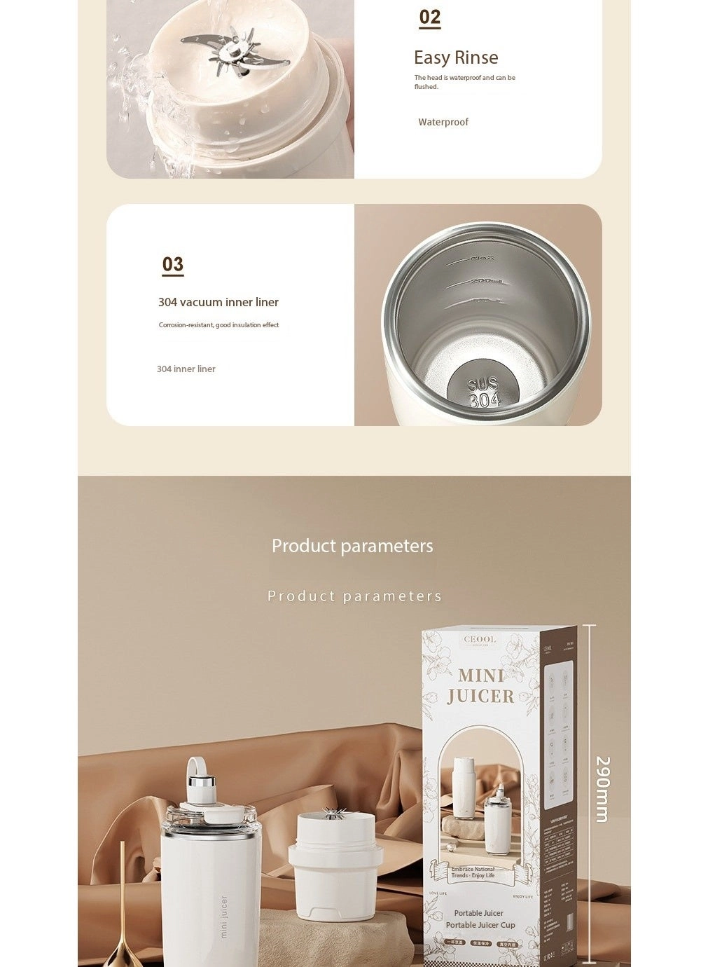 Mini Portable Travel Electric Juicing Cup - 380 ml