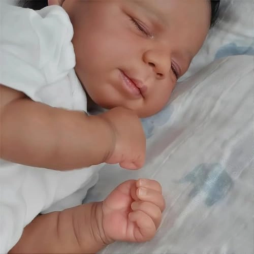 Reborn Baby Doll - 18 Inch 46 cm Silicone Lighter Brown Skin Ages 3+