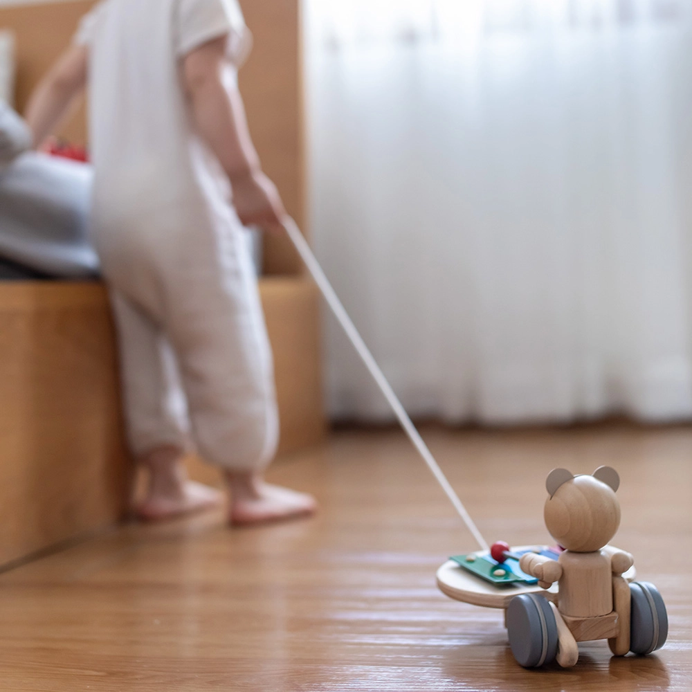 Pull-Along Musical Bear - Wooden Suitable for 12 months & above