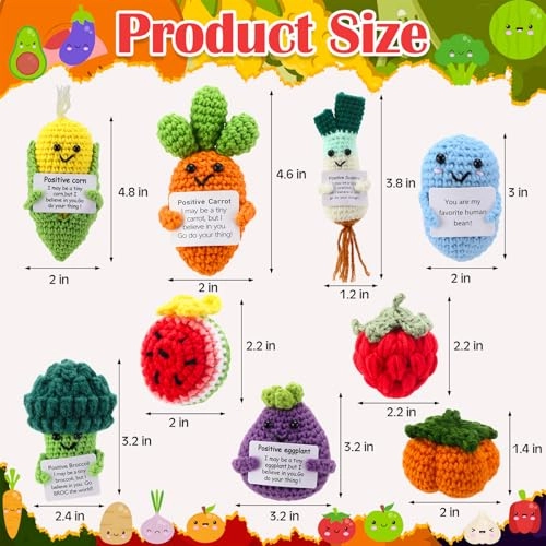 Fruits Vegetables Emotional Dolls - 18 Pcs Crochet Multiple Colors