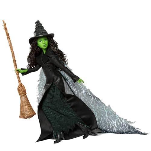 Elphaba Fashion Doll - Green skin Black braided hair Sheer black dress