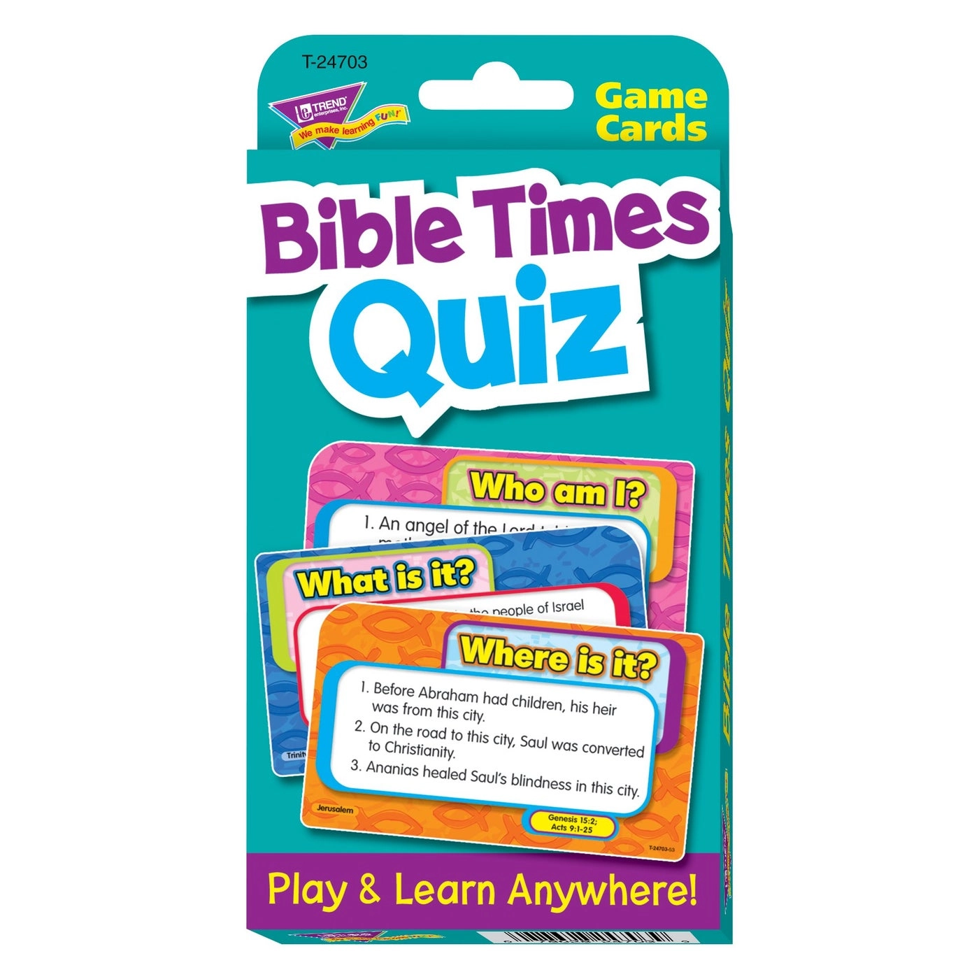 Trend Enterprises Bible Times Quiz Challenge Cards - 56 two-sided cards