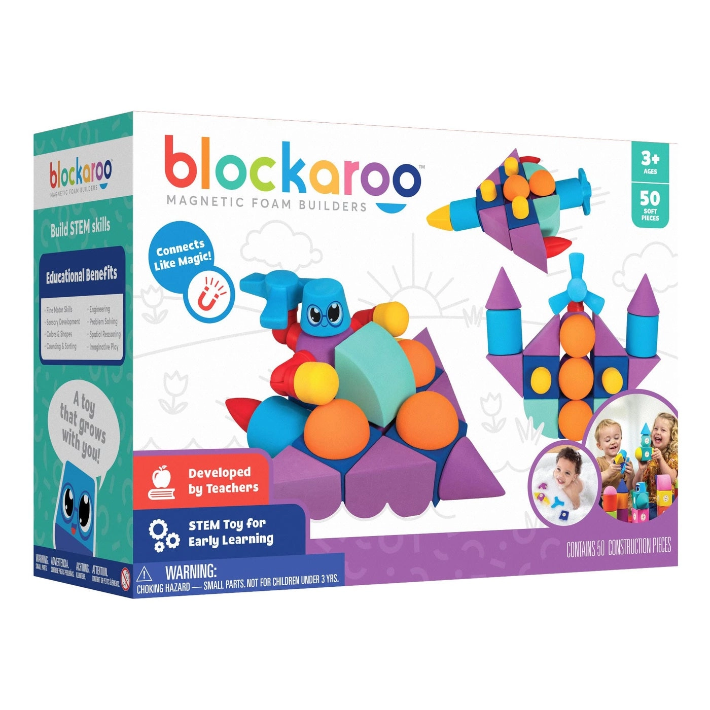 Blockaroo Magnetic Foam Blocks - 50 pcs STEM
