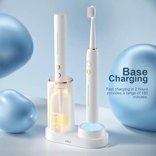 Electric Toothbrush Set - UV Light Drying Holder 8 Brush Heads USB Rechargeable