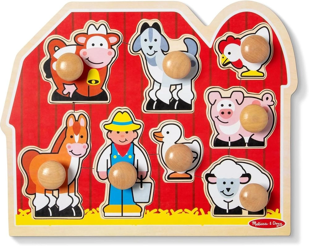 Jumbo Wooden Peg Puzzle Set - Suitable for 12 months & above 8 Pcs
