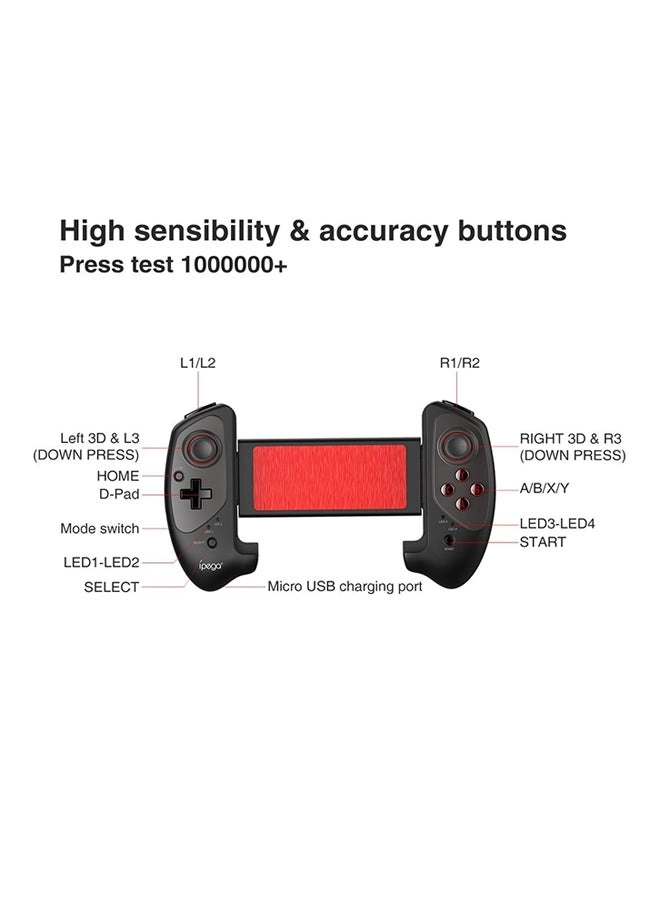 PG-9083 Retractable Bluetooth Gamepad - Black/Red Steam