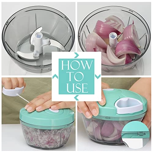 Manual Food Processor - 16.9 Fluid Ounces three blades