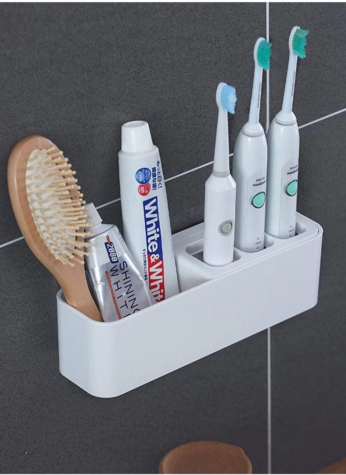Wall Mount Toothbrush Holder - 3 Slots Wallmount / Countertop