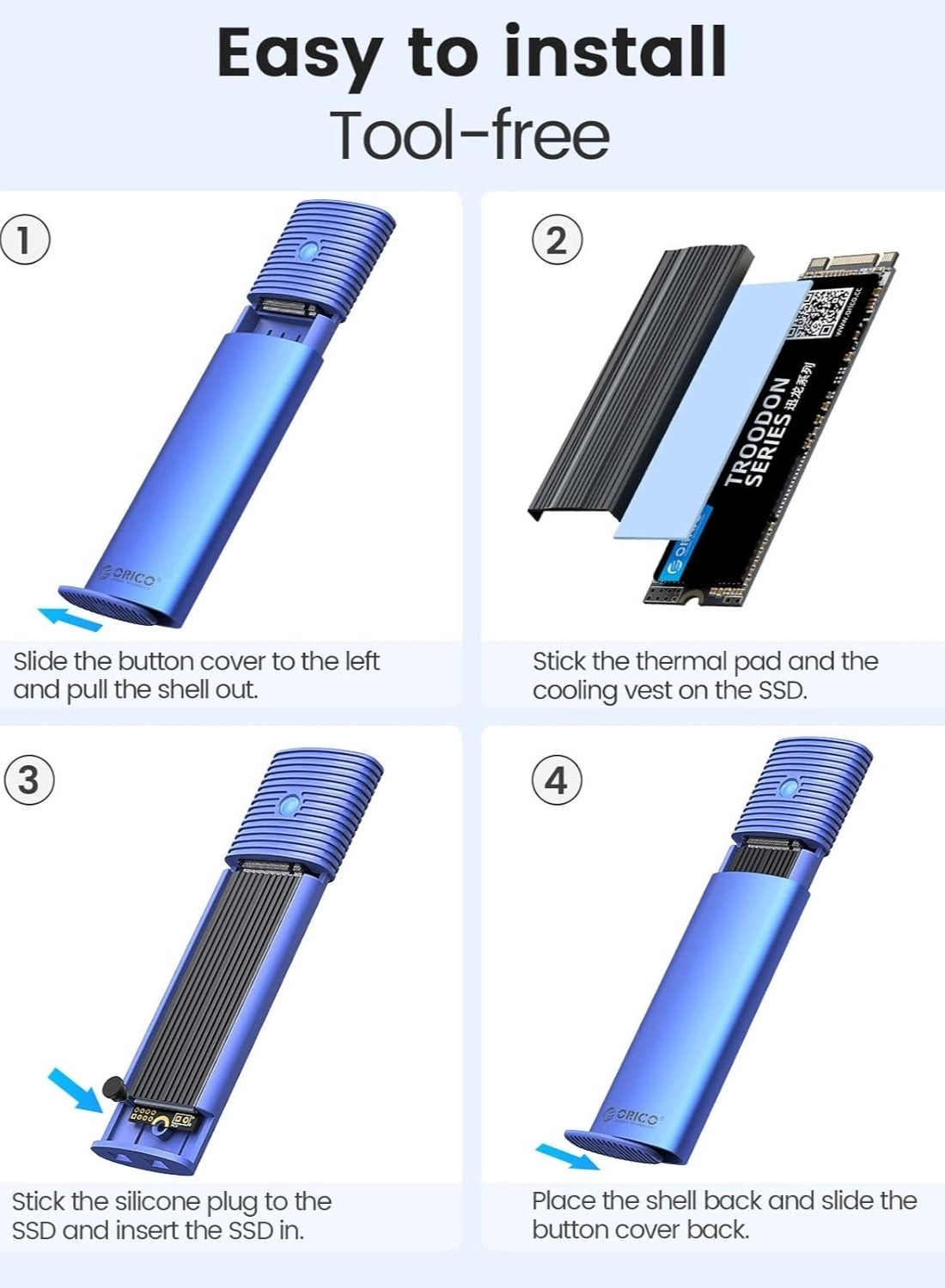 M.2 NGFF NVMe Enclosure - USB 3.2 Type C 10Gbps