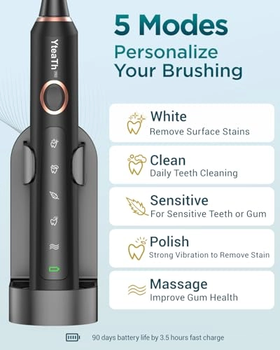 Y05U - 8 Toothbrush Heads 90 Days Battery Life 5 Brushing Modes