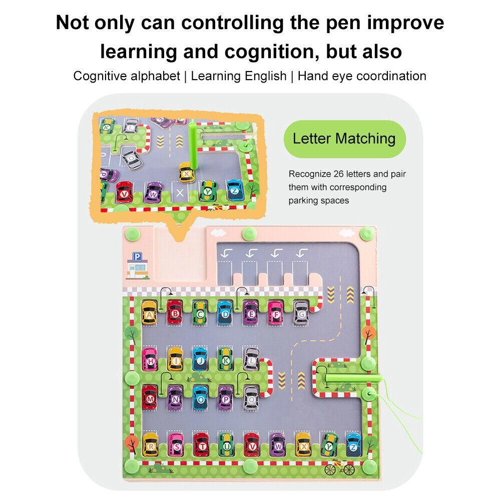 Wooden Kids Car Parking Play Set