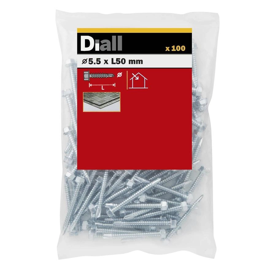 Zinc-Plated Carbon Steel Drilling Hex Screw Pack 5.5mm 50mm