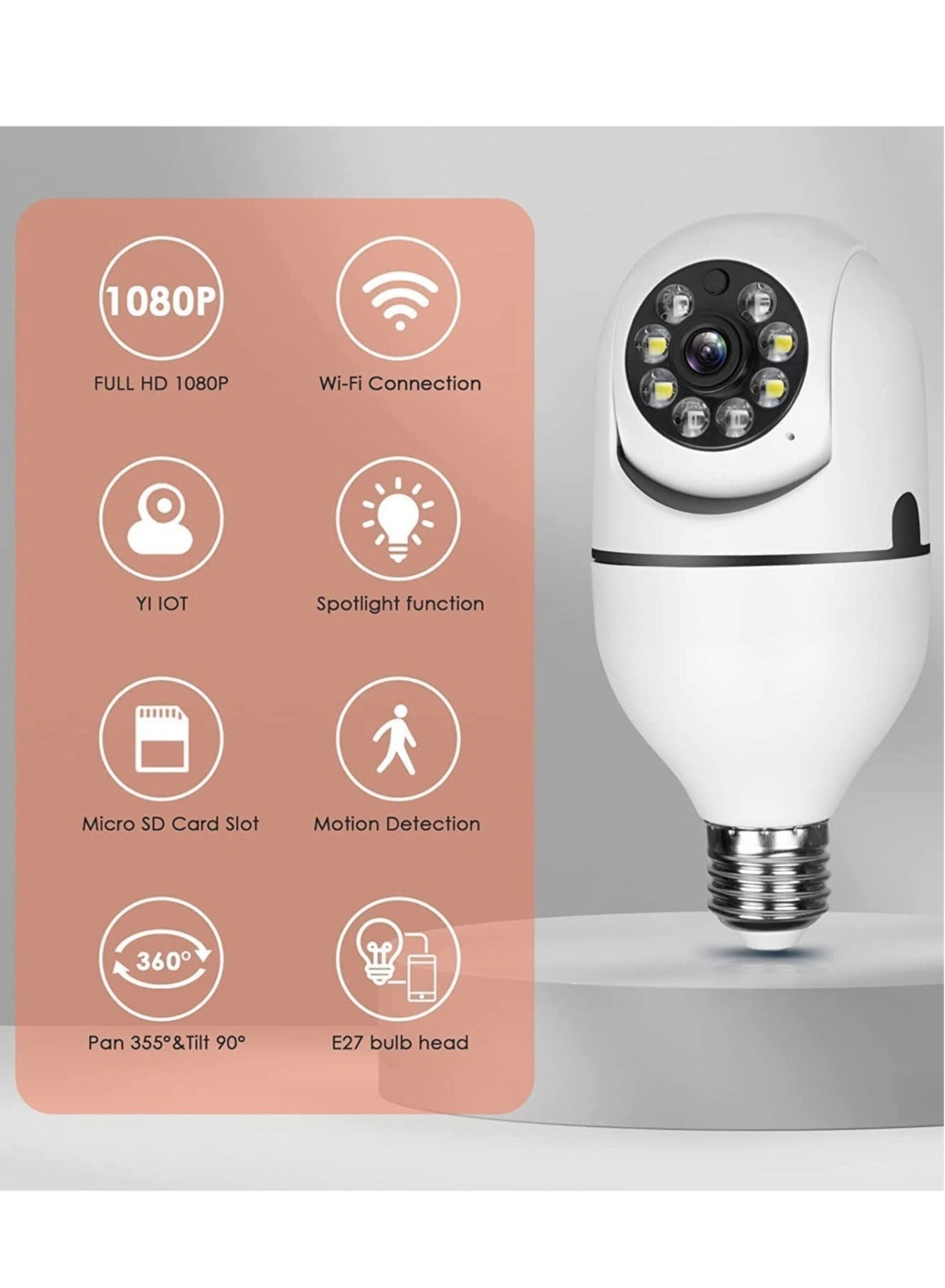 Wireless Light Bulb Camera 1080p Bundle