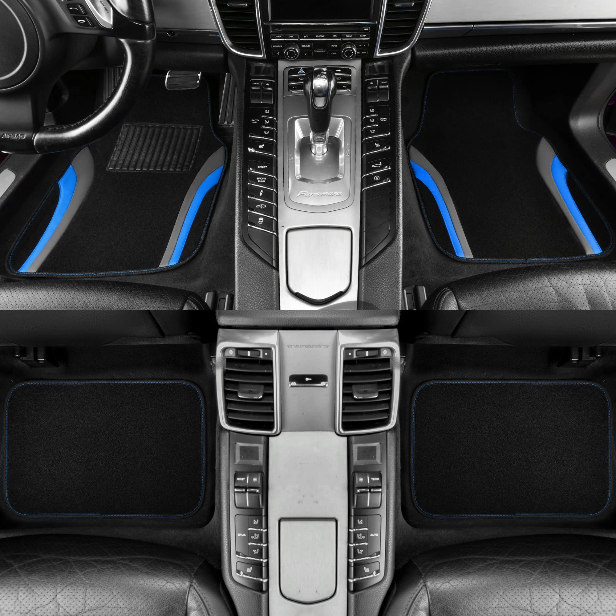 Universal Fit Car Floor Mats - Set of 4pcs Black and Burgundy