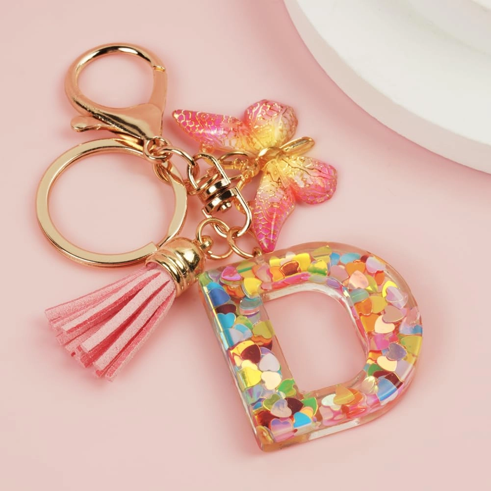 Initial Letter Keychain - Butterfly