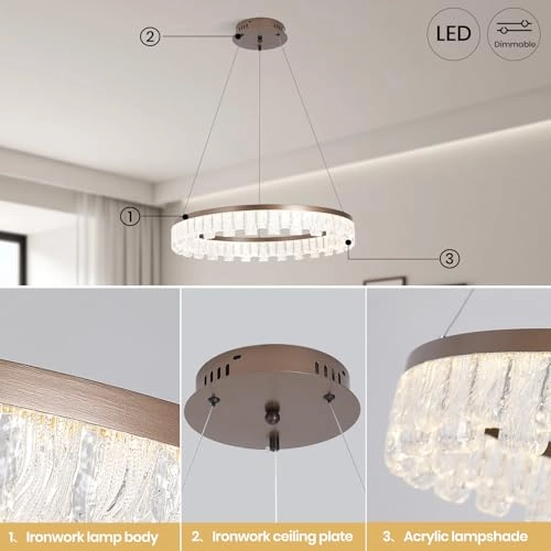 Single Ring White LED Chandelier - 3000K-6000K Dimmable