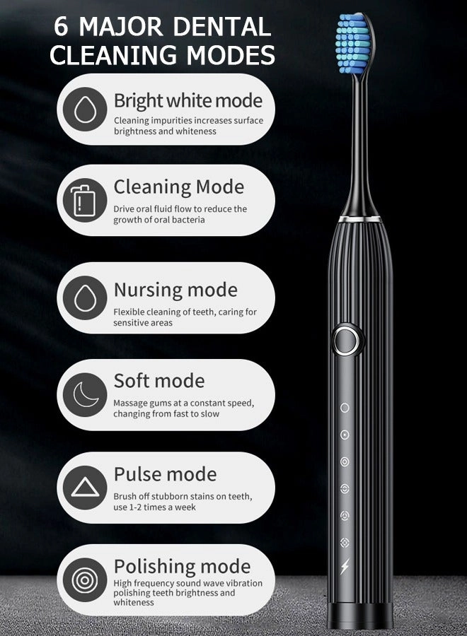 Sonic Electric Toothbrush - 10 Brush Heads Travel Case 180 Days on a Single Charge