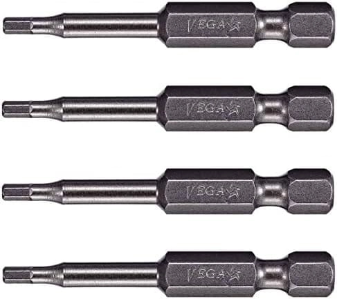 VEGA Industries Hex Power Bits - 3/16" 2 Inch Pack of 4