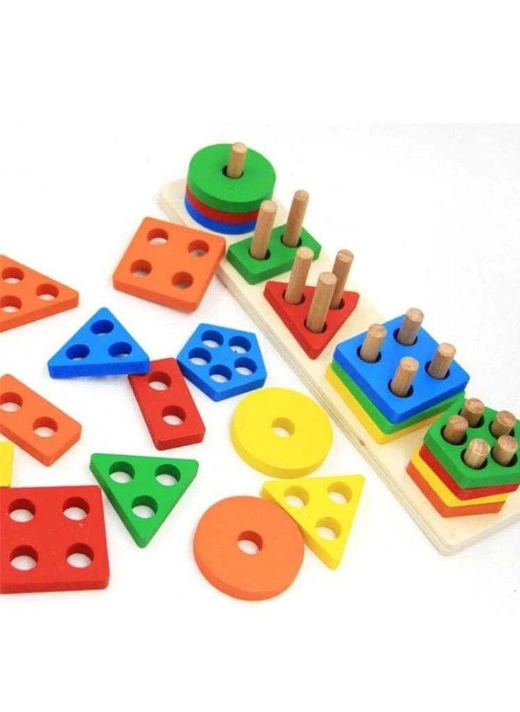 Wooden Stacking Shapes Puzzle - 3+ Years 21 piece(s)