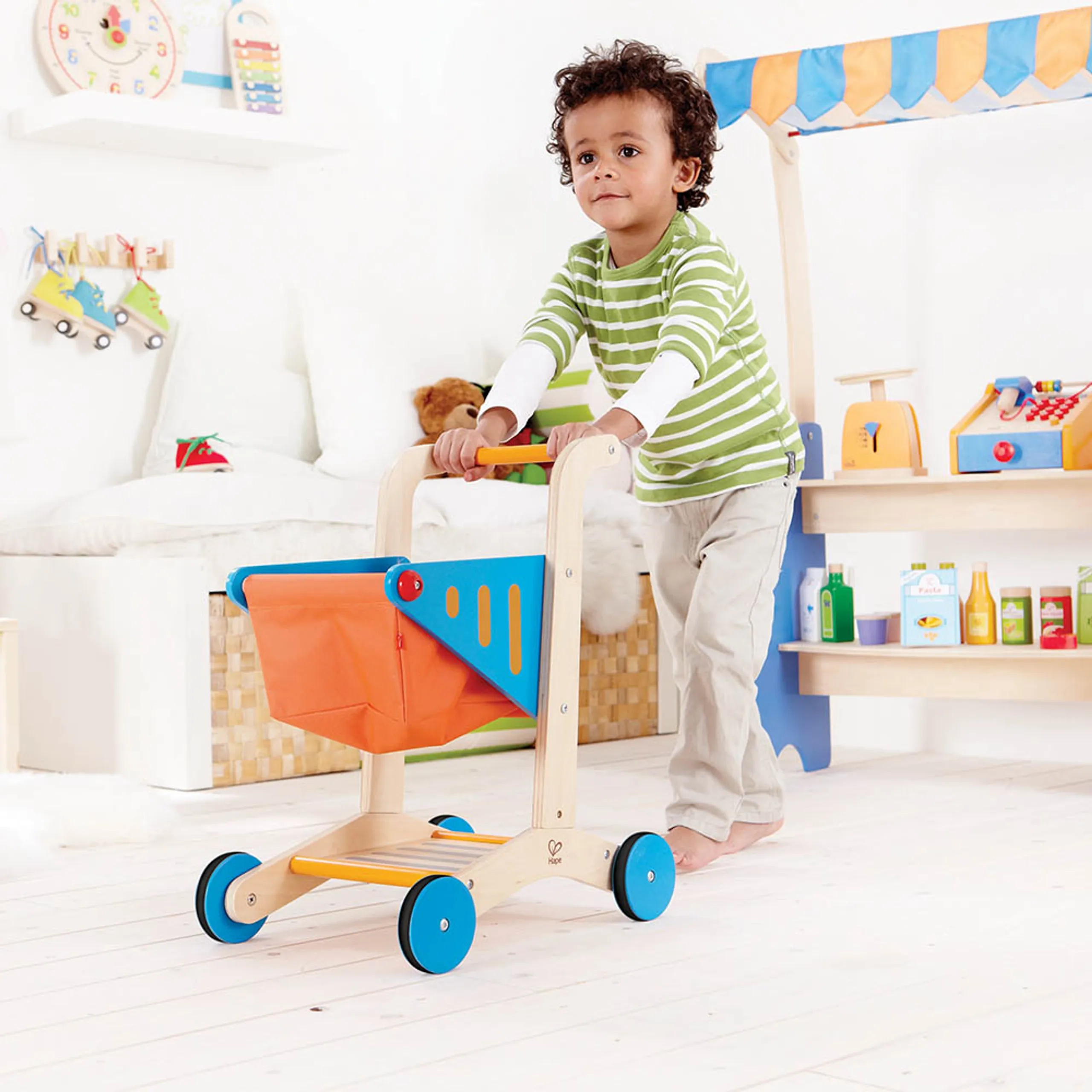 Wooden Shopping Cart Toy - Solid Wood 3 years+