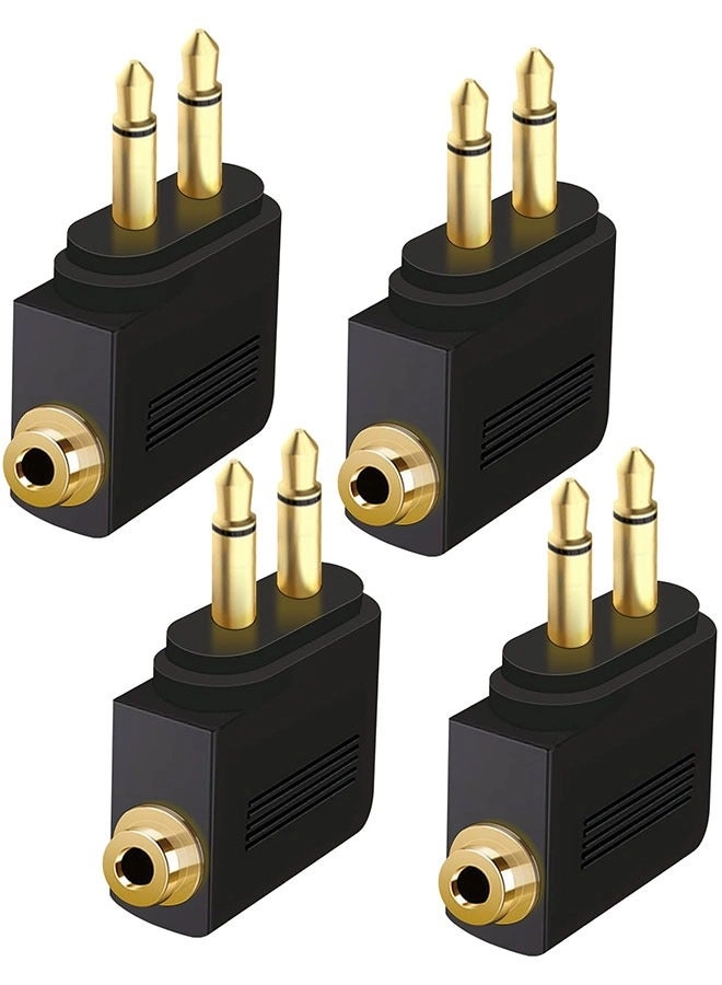 Tersely Airplane Headphone Audio Adapter - 4 Pack for Airlines Dual-prong Jack