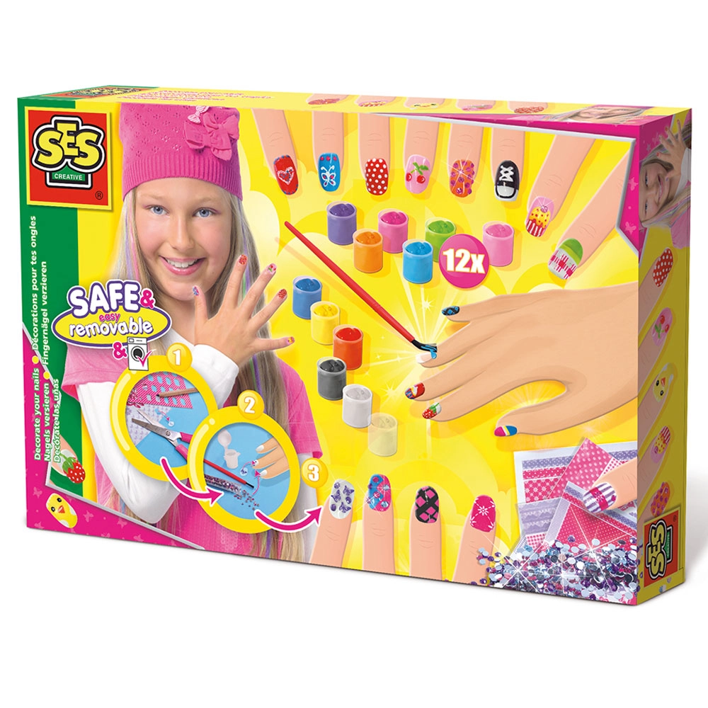 SES Creative Decorate Your Nails - 10 x nails assorted gems 12 x paints