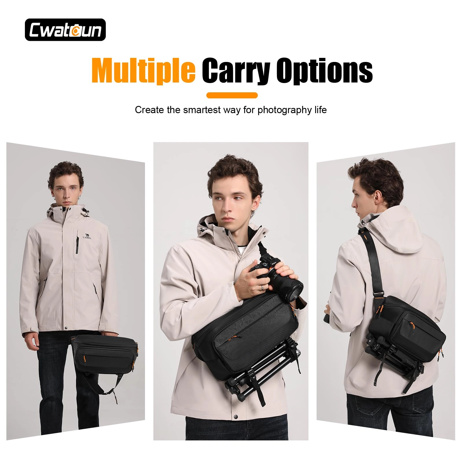 Camera Sling Bag - 38.5L x 15.5W x 21.5H centimetres Canon Nikon Sony Fuji DSLR/SLR/Mirrorless camera bag