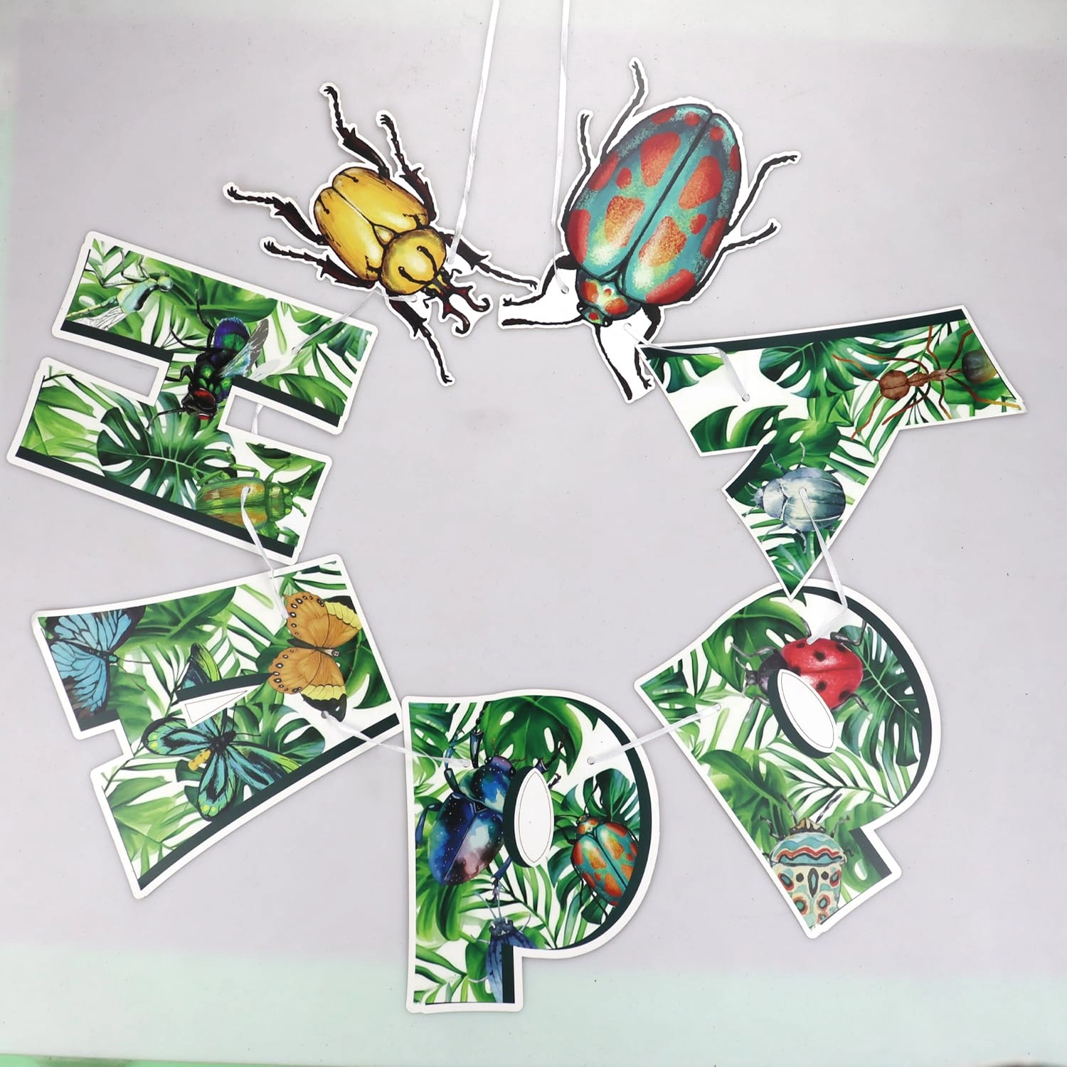 Bug Party Decorations - 1 x HAPPY BIRTHDAY banner 1 x bug theme banner 13 x cake toppers 18 x insect balloons Birthday