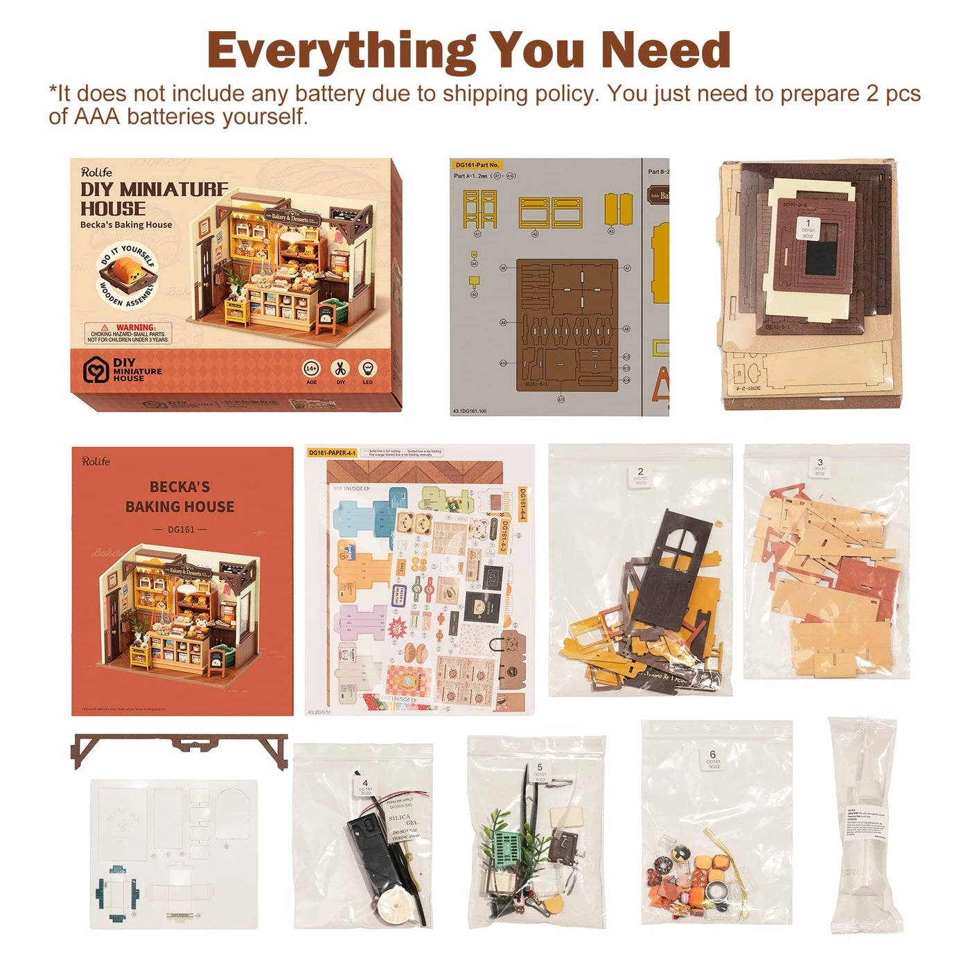 Dollhouse Kitchen Bakery Kit - cream Wood