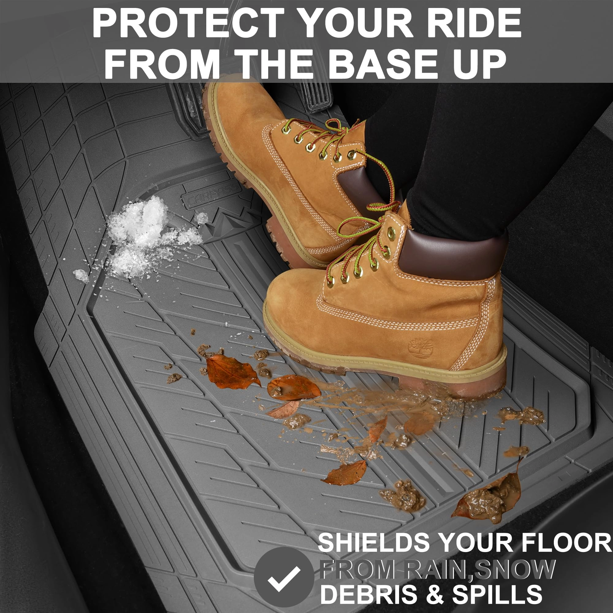 Rubber Floor Mats - All Weather Trim-to-Fit 3-Piece