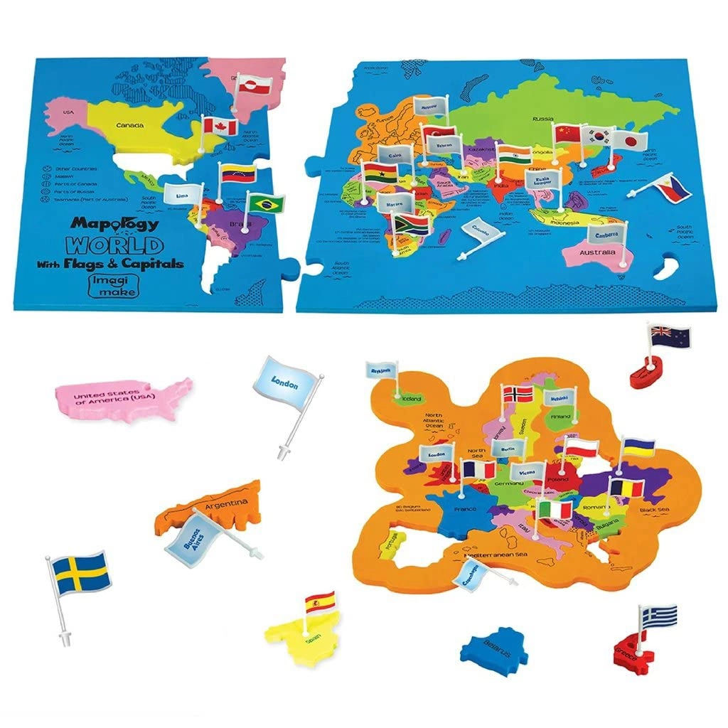 Imagimake Mapology World Map Puzzle - 5-8 75 pieces