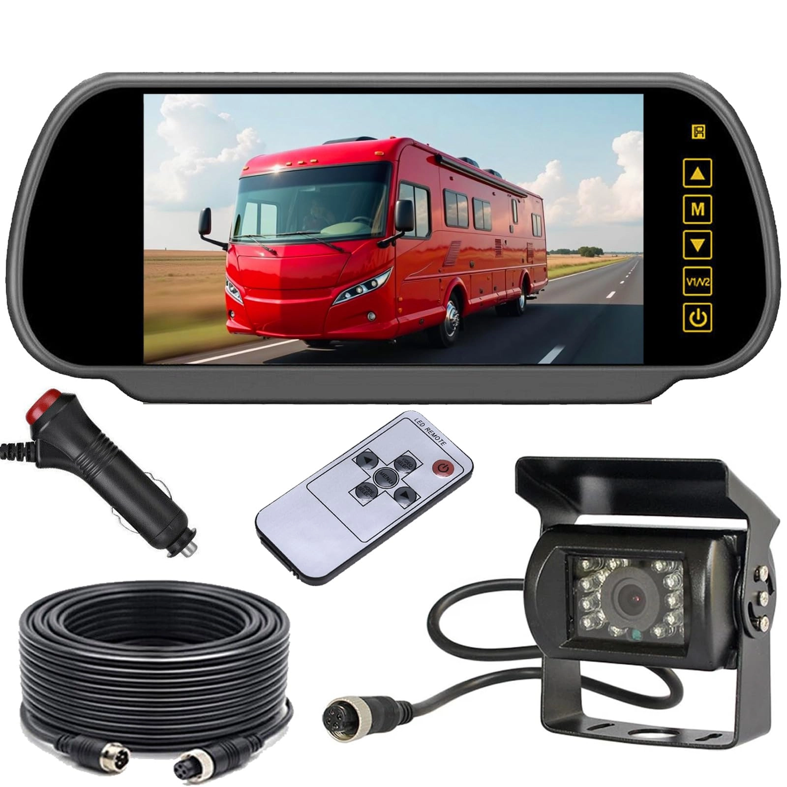 4Pin Rearview Camera - Night Vision 628x586pixles + 7" TFT LCD Monitor - 800x480