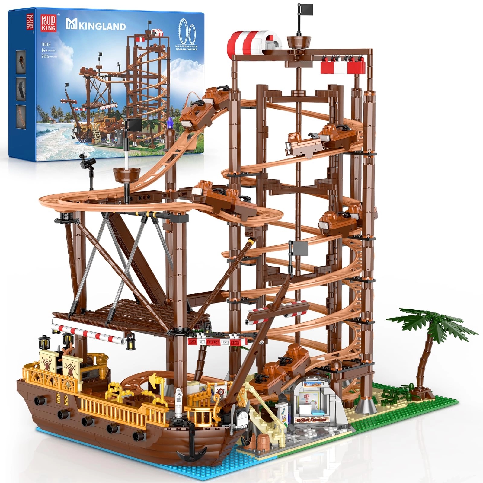 mould king Roller Coaster and Pirate Ship Construction Set (11013) - Amusement Park